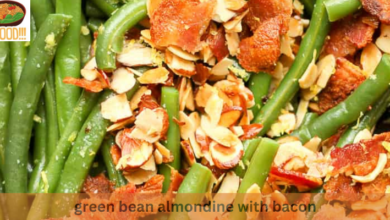 green bean almondine with bacon