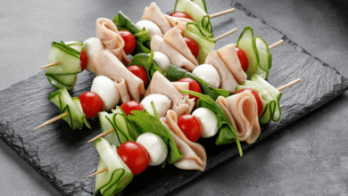 caprese skewers with meat