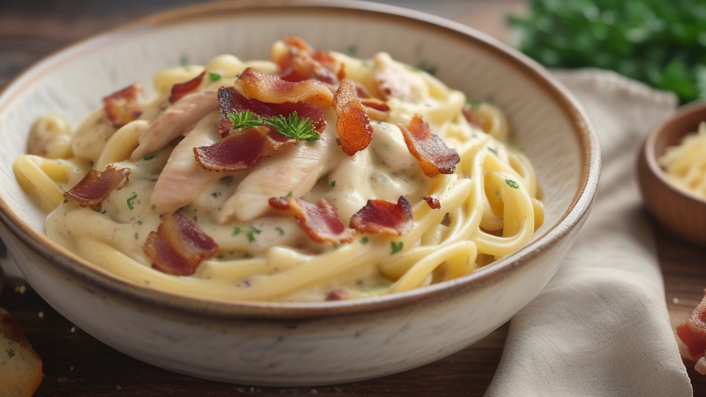 Creamy Chicken and Bacon Carbonara Recipe- Rich Pasta Dish