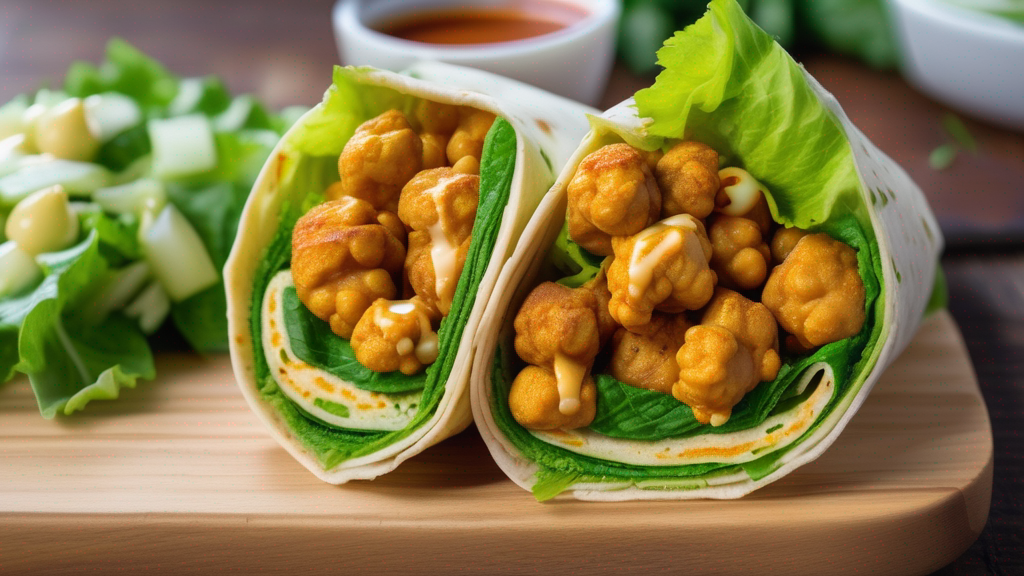 Buffalo Cauliflower Chickpea Wraps Recipe- Spicy Vegan Lunch